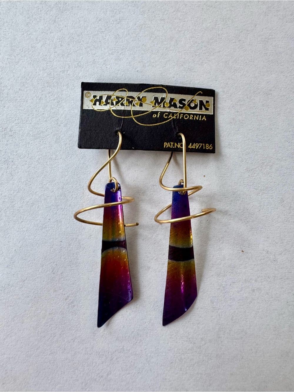 Harry MASON Colorful Iridescent Dangle Earrings - Purple & Gold